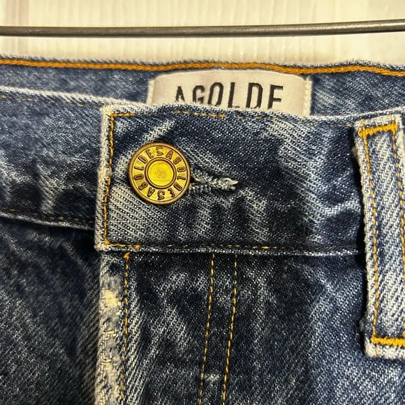 Agolde Distressed Denim Mini Skirt - Blue - Picture 8 of 10